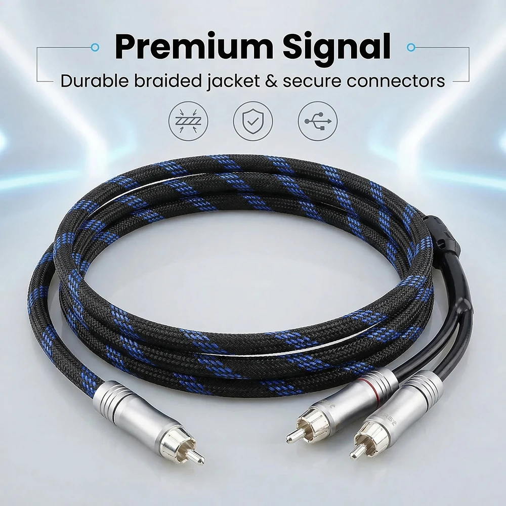 Aouyade HIFI Subwoofer Y Cable RCA  Male to 2 Male Audio cable for DVD TV power amplifier speakers and transmit the audio signal