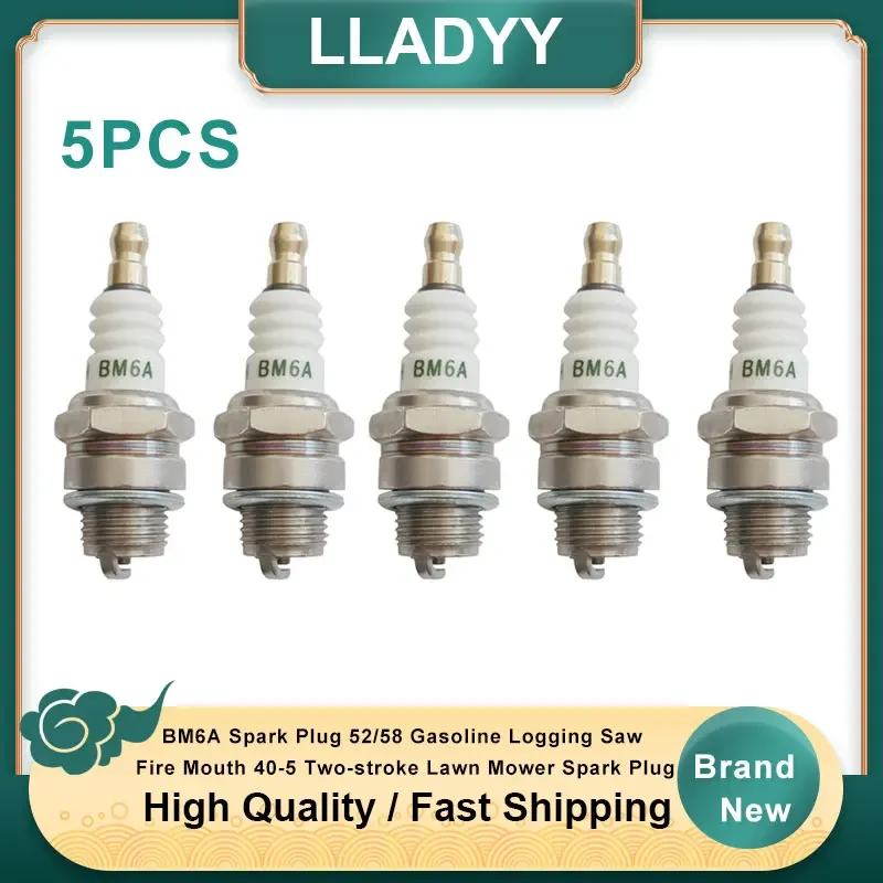 5-Pack BM6A Spark Plug | Compatible with 52cc 58cc Chainsaws & 40-5 Model 2-Stroke Lawn Mowers
