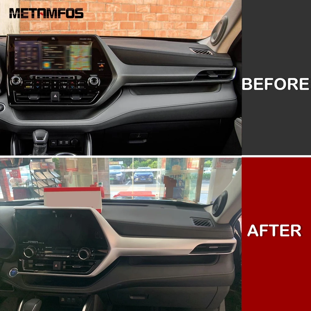 

Для Toyota Highlander Kluger XU70 2020 2021 2022 2023 2024, центральная консоль из углеродного волокна, отделка приборной панели, аксессуары для интерьера