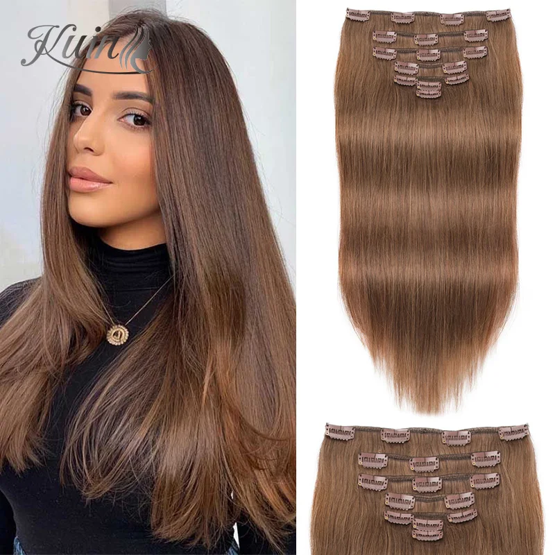 Straight Clip In Hair Extensions Human Hair 12