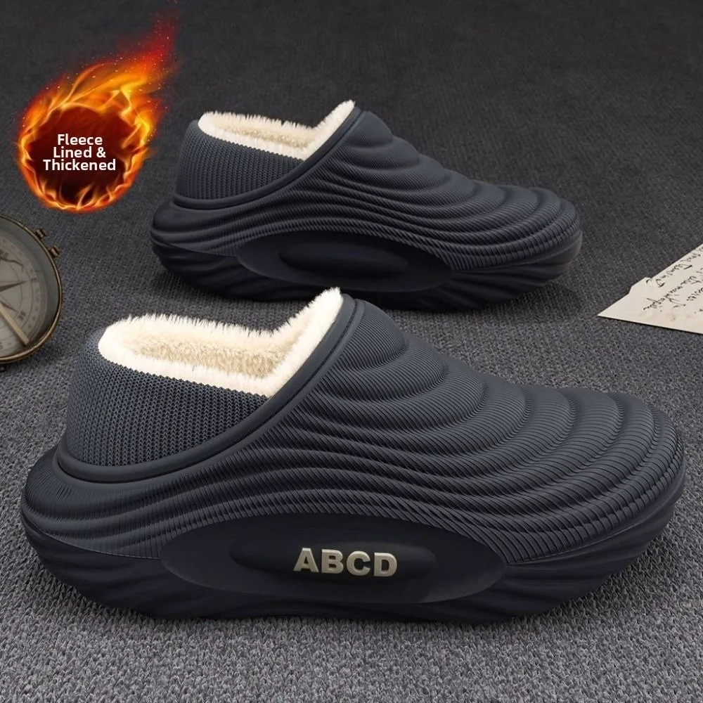 Keep Warm Women's Thick-soled Cotton Shoes Water proof Comfortable Fit Fur Lined Slippers Thickened Cotton Anti Slip Sole