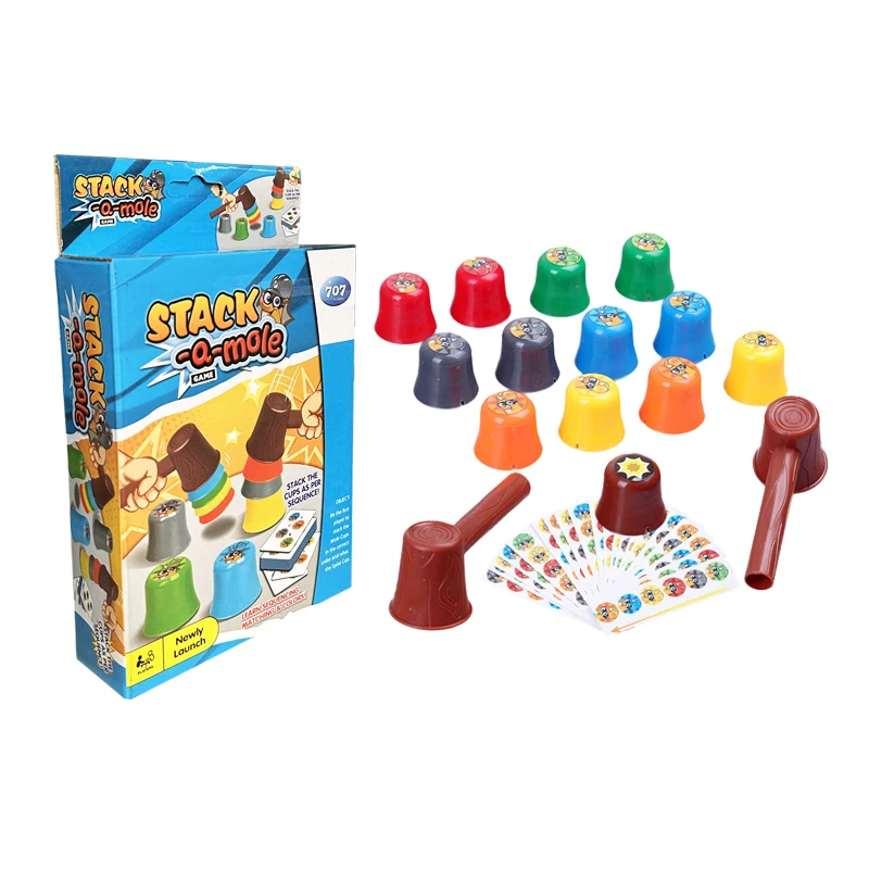 Quick Stacking Cup Game 20 Challenges Color cognition Children's Puzzle Hammering Gopher Party Game Toys for kids Competition