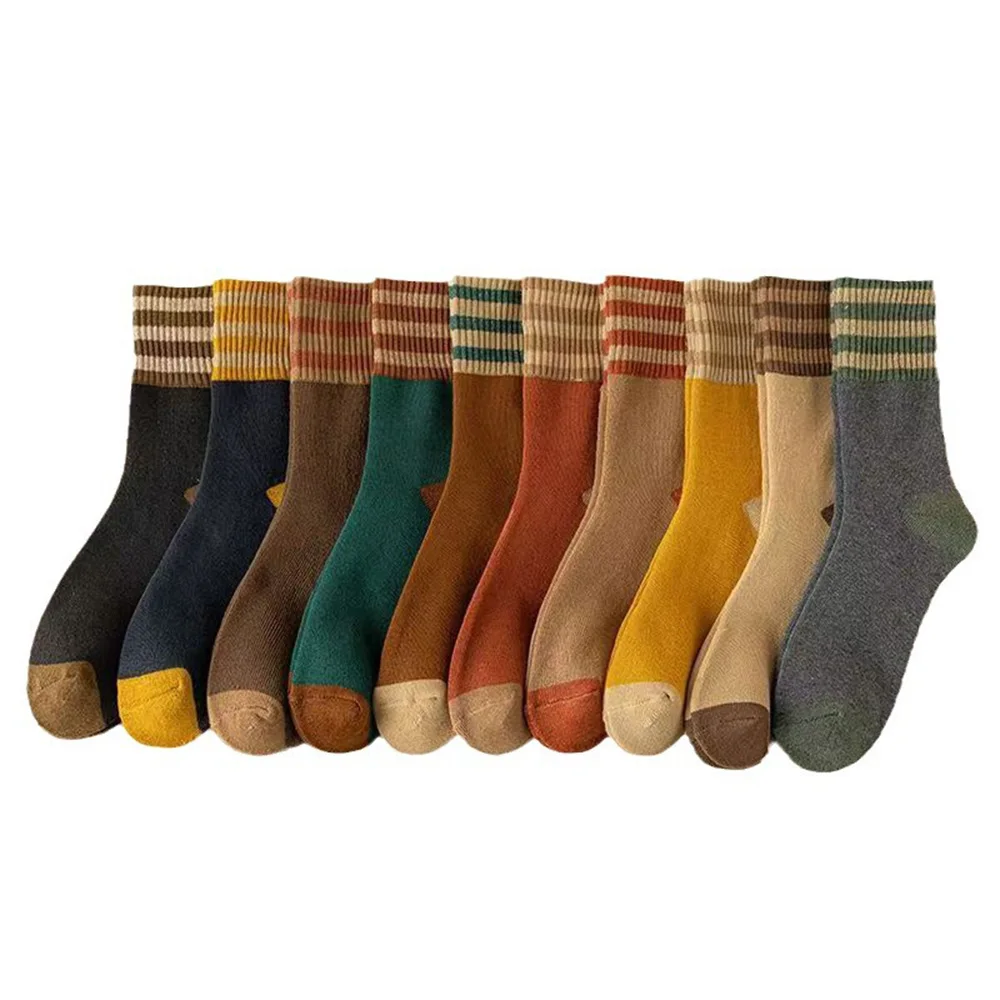 10 Pair Fashion Stripe Keep Warm Socks Women Cashmere Thick Winter Terry Air conditioning Floor Socks Female Soft Comfortable