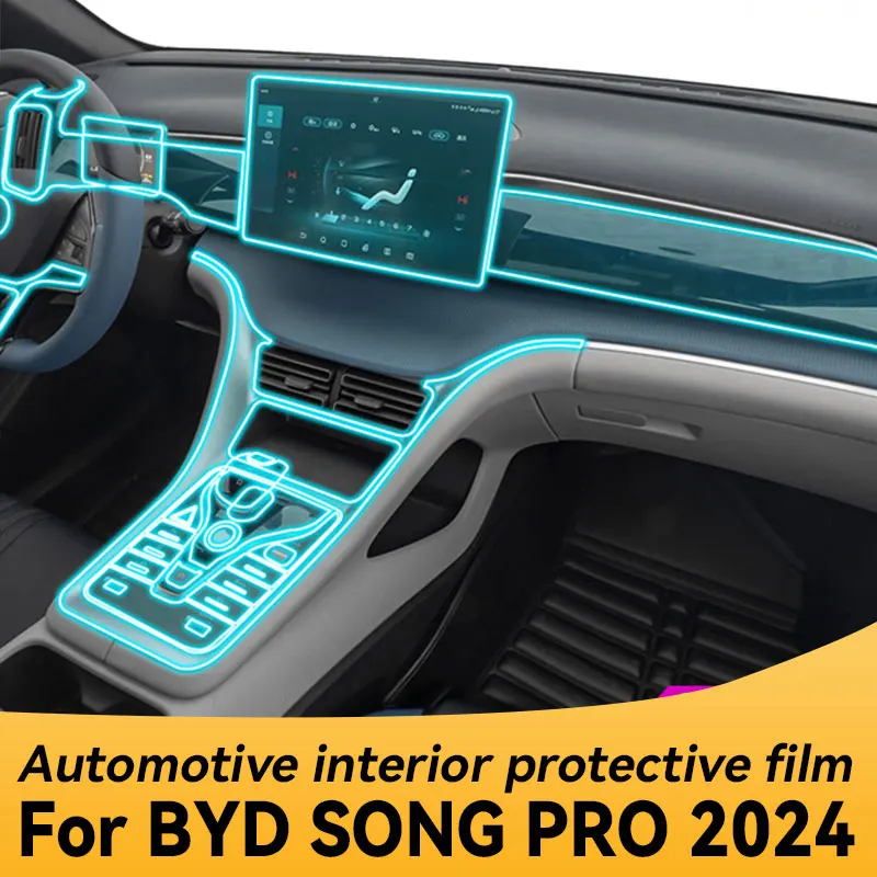 For BYD SONG PRO 2024 Gearbox Panel Navigation Automotive Interior Screen TPU Protective Film Cover Anti-Scratch Sticker