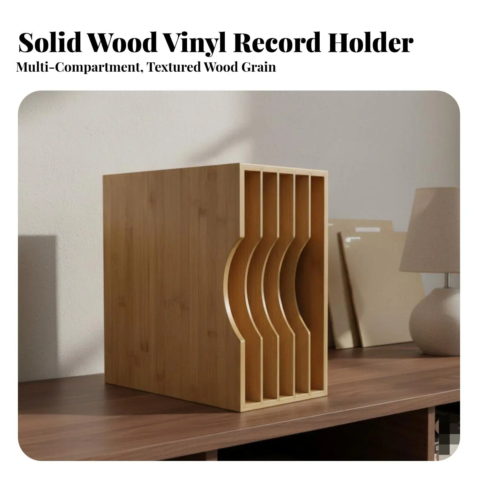 Vinyl Record Storage Rack Solid Wood Wooden LP Holder Vintage Design Vinyl Record Storage Box for Audiophiles