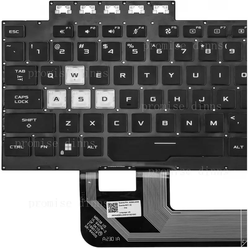 Teclado estadounidense M para Asus TUF Gaming A17 FA706 FA706QE FA706QM FA706QR retroiluminado