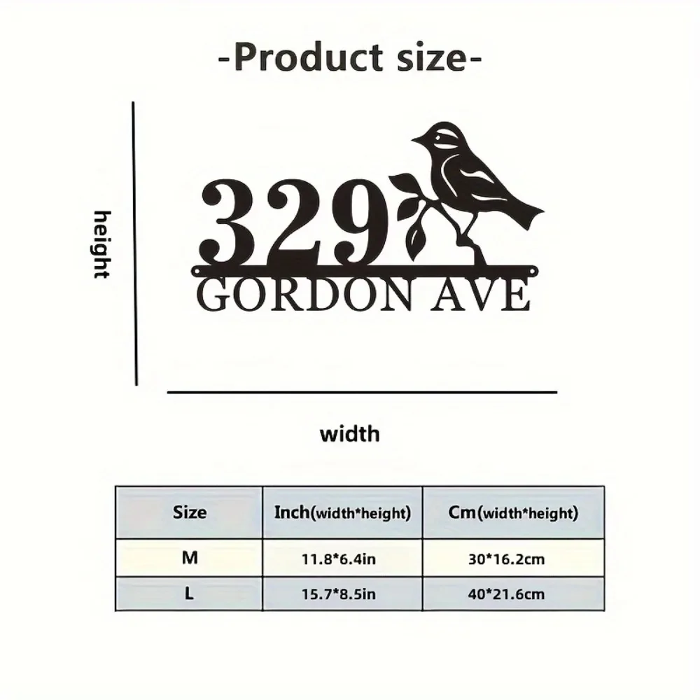 カスタム繊細な鳥 - テーマメタルアドレスサイン頑丈な再利用可能な玄関装飾手作り家番号プレート家庭用結婚式用