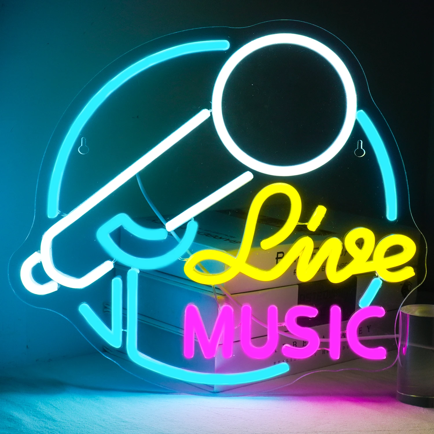 Microfoon Live Muziek Neon Licht Live Muziek Neon Bord Voor Party Bar Party Club Prom Wall Hangende Led Licht Wanddecoratie Lamp