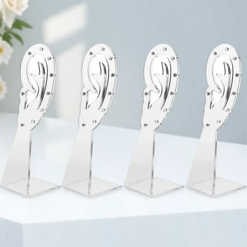 

4pcs Acrylic Earring Display Stand Jewelry Organizer 9 Holes Ear Shape Stable Base Lightweight Storage Solution