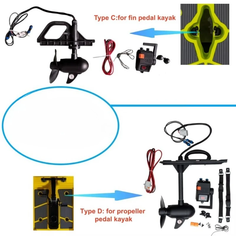 Kayak New Upgraded Aluminum Brushless Hybrid Trolling Motor with One-Touch Stop Kayak Engine for Pedal Kayak