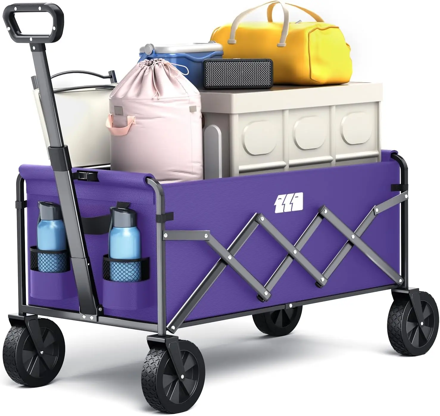 

Foldable Wagon Cart with Wheels, Heavy Duty 180lbs Capacity for Camping Groceries Beach Sports Fishing