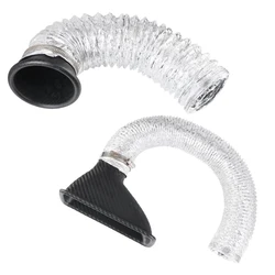 Air Vent Tube Kit Car Front Bumper Air Intake System Air Funnel Pipe Set Turbo Air Inlet Tuyere Round/Square Nozzles Universal