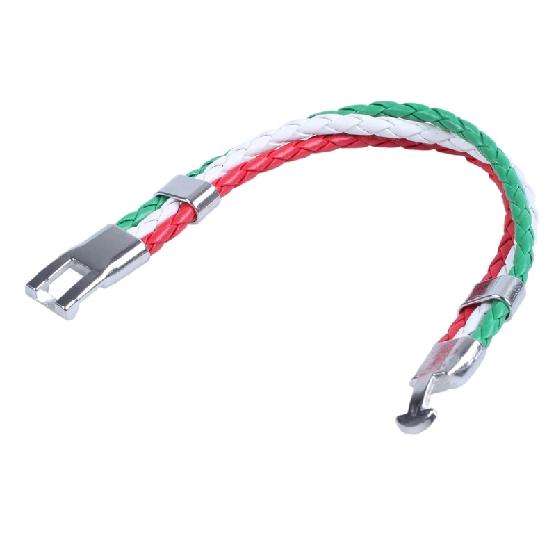 2X Jewelry Bracelet, Italian Flag Bangle, Leather Alloy, For Men's Women, Green White Red (Width 14 Mm, Length 21.5 Cm)