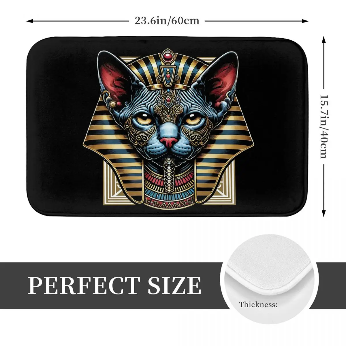 Egyptian Mythology Black Cat Non-slip Doormat Floor Mat Water oil proof Carpet Rug for Kitchen Entrance Home Living room Footpad