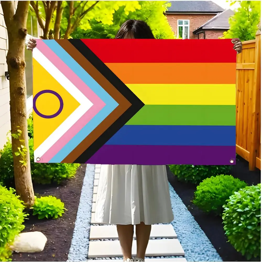 Bisexual Pride flag Flags Borderless four-ring ornament indoor outdoor decoration effortless to hang