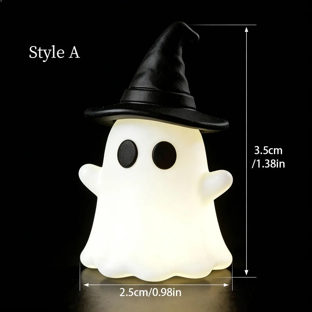 Halloween-Geisterfigur, die im Dunkeln leuchtet, keine Batterien erforderlich, Mini-Geisterornament aus PVC, niedliche Tischdekoration, Partygeschenk-Set. – Detail 1