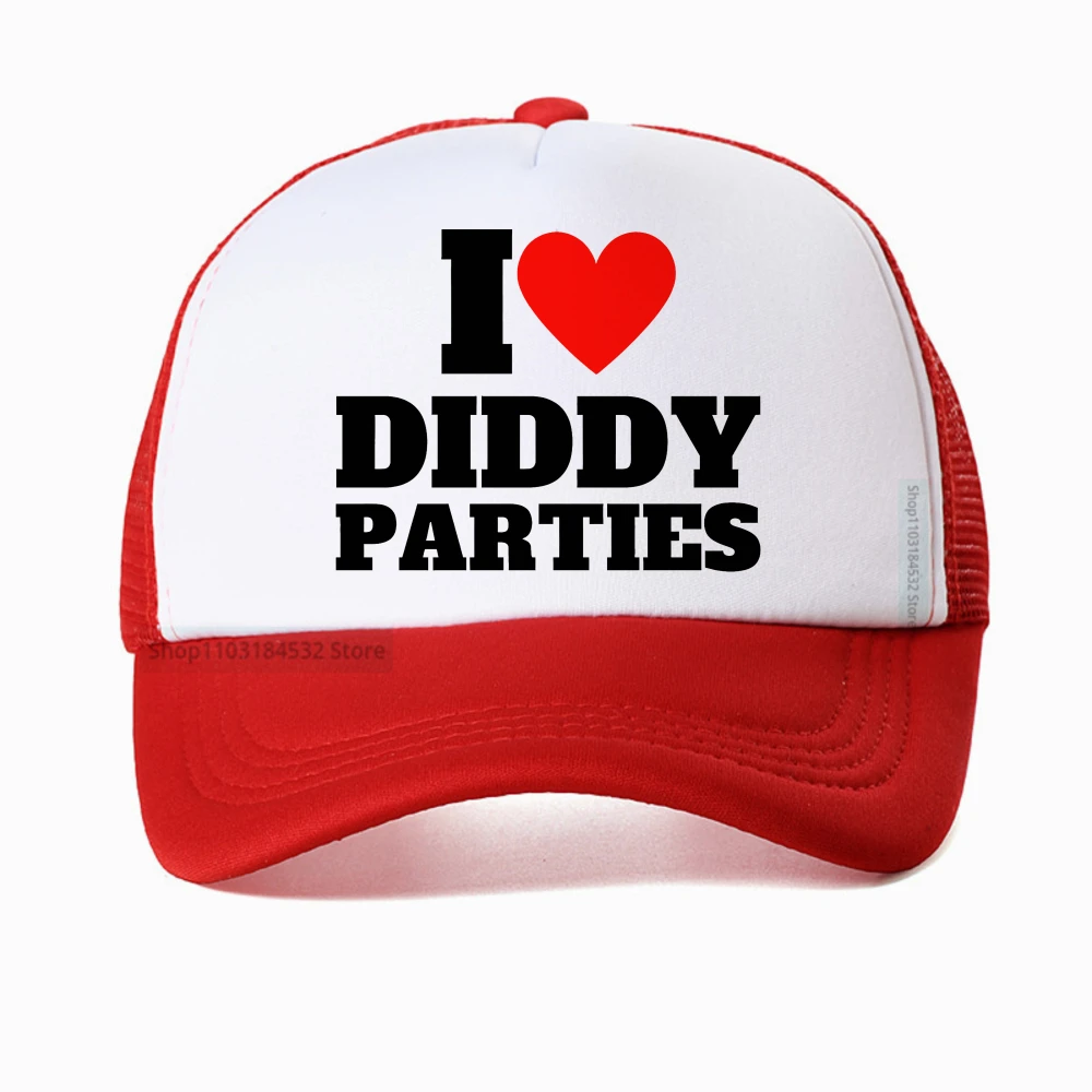 I Love Diddy Parties Lustige, beleidigende, sarkastische Baseballkappe, Unisex, atmungsaktive Mesh-Mütze für vier Jahreszeiten – Detail 3