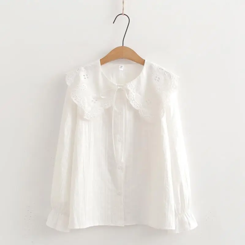 

Женская блузка в корейском стиле с воротником-стойкой, модная и универсальная, из хлопка, однотонная, с длинными рукавами, для работы