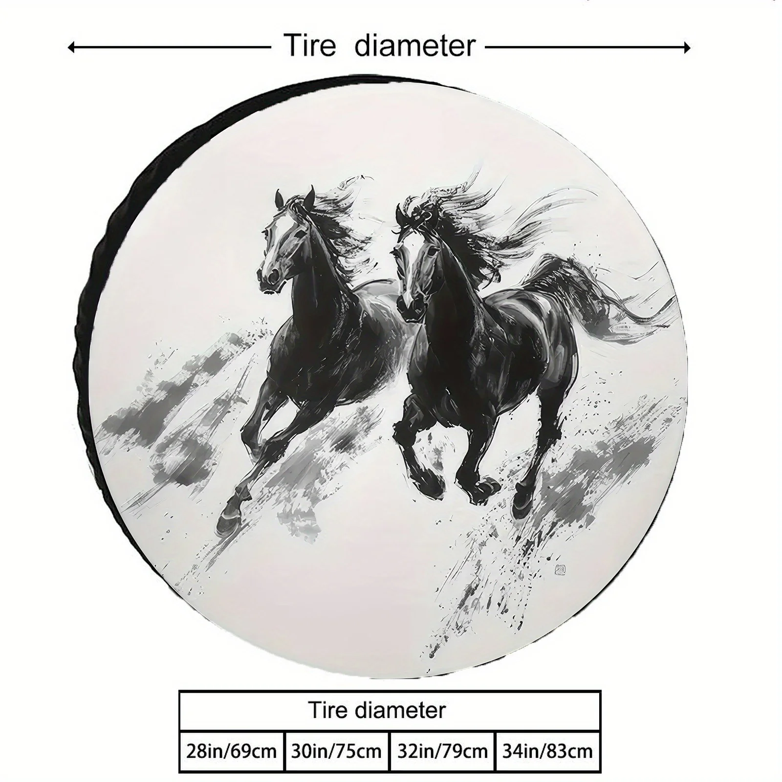 Watercolor Galloping Horse Design, Tire Cover With Spare Wheel Holder, Compatible With Most Vehicle Models, Essential For Outdoo