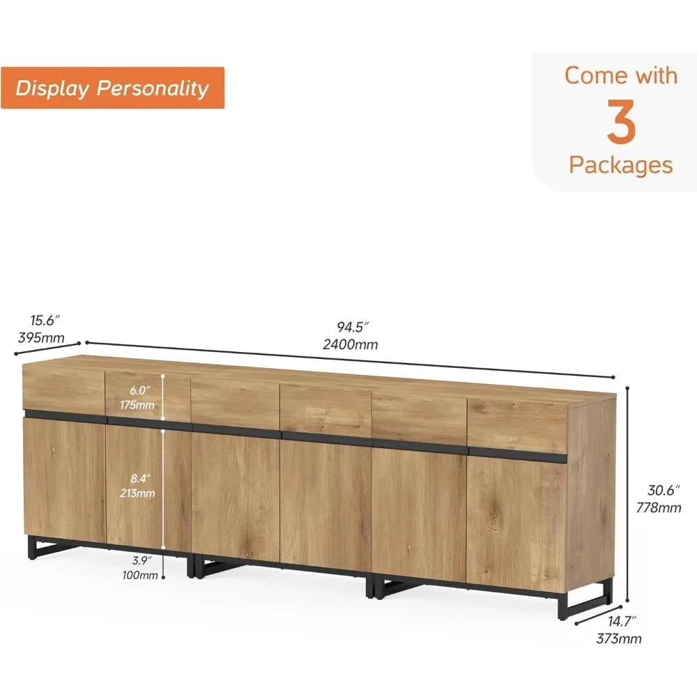 3 in 1 Multifunctional Sideboard Buffet Cabinets, Modern Sideboard with Adjustable Shelf , Coffee Bar Cabinet Storage Cabinet