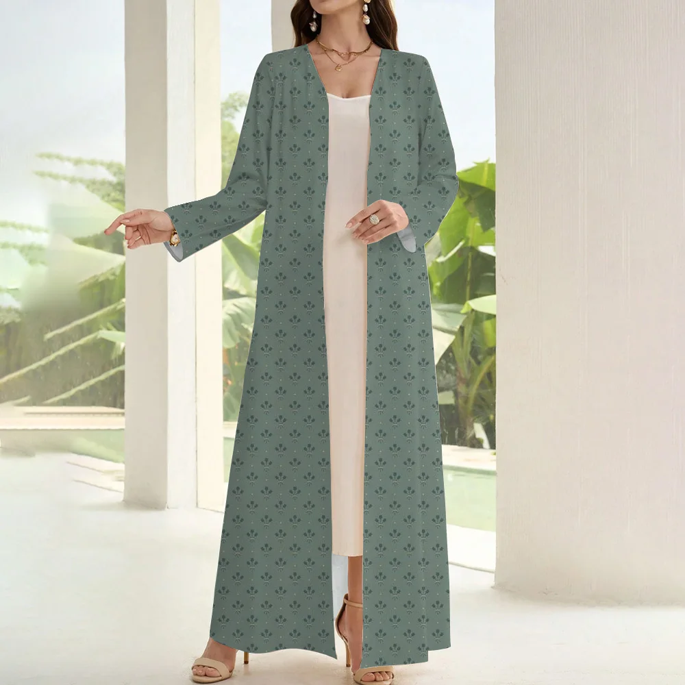 Demure Green Muslim Abaya 2024 Femme Turkey Kaftan Islamic Clothing Muslim Abaya One Piece Type Ramadan Printing Abaya Dresses