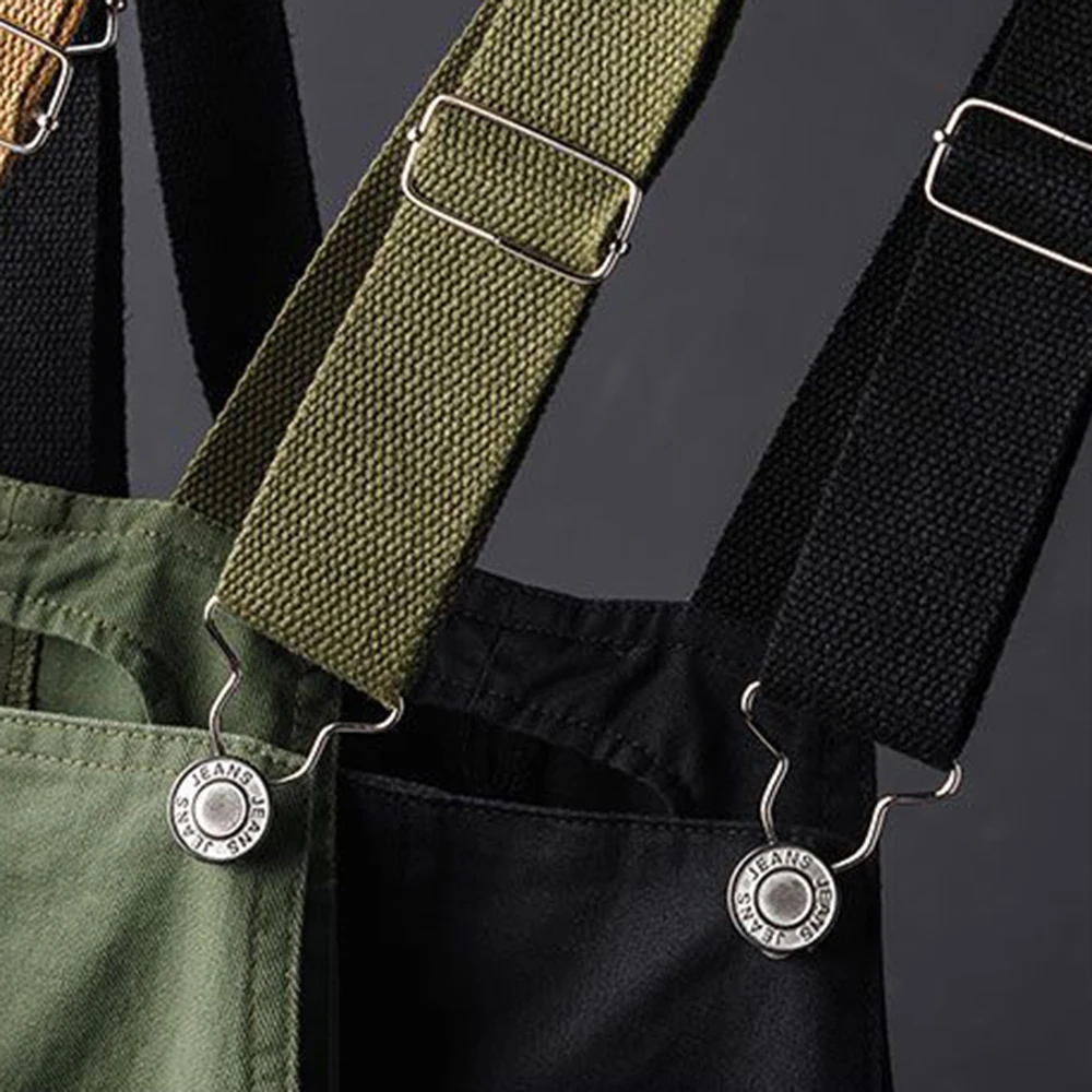 American High Street Solid Color Work Overalls 2024 New Fashion Ahmei Khaki Retro Loose Trend Casual Overalls Jumpsuit For Men