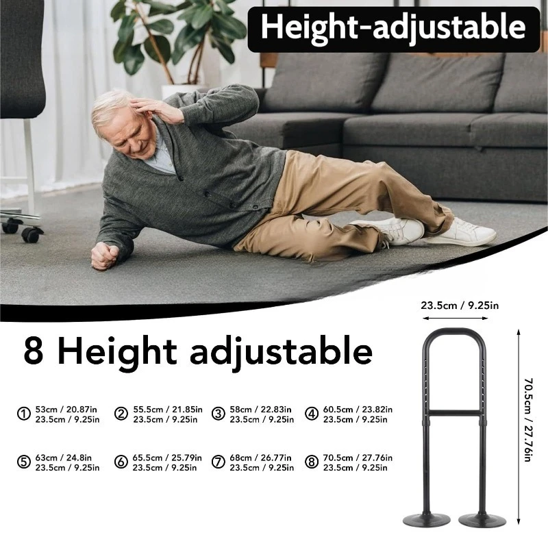 Dual Base Standing Up Assistance Mobility Tool Standing Aid Device 8 Adjustable Height Help Get Up From Floor Mobility Aids Tool