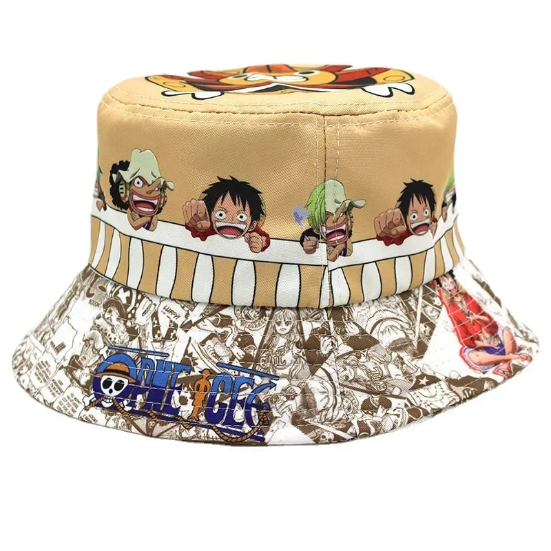 ONE PIECE Bucket Hat Anime Luffy Unisex Fisherman Hat Outdoor Sunscreen Men Women Caps Casual Street Panama Hat Bob Hiphop Hats