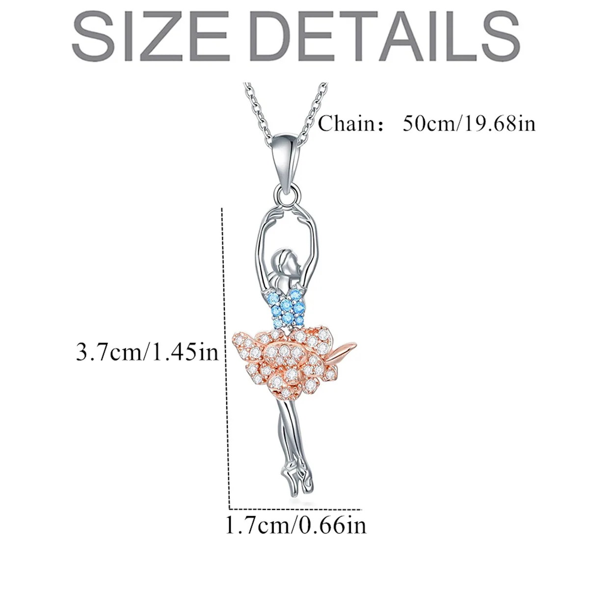 Exquisite Ballet Girl Colorful Rhinestone Pendant Necklace for Women Elegant Women Party Jewelry Accessories Girl Birthday Gifts