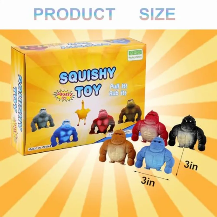 20 Pack Mini Monkey Str Balls Squishy Monkey Decompr and Squeeze Str Toy Squishy Fidget Toys Gorilla Toy Str Relief Toy Autism