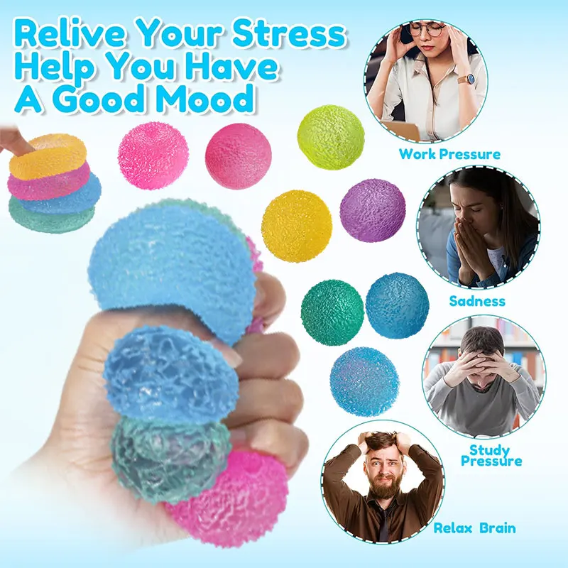Textured TPE Stress Relief Squeeze Ball 4/6cm Soft Squishy Sensory Toy Anti Anxiety Fidget Vent Ball Adult Hand Exercise Gifts