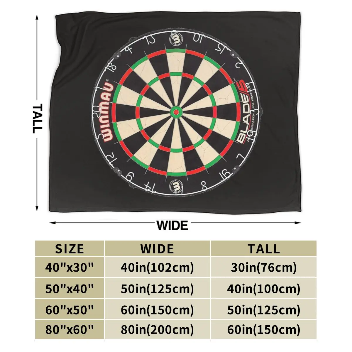 Winmau Blade 5 Dartboard Blanket Soft Warm Flannel Throw Blanket Cover for Bed Living room Picnic Travel Home Couch