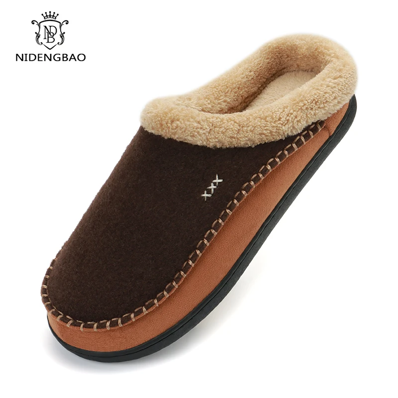 Men Slippers Memory Foam Slippers for Men Home 2024 Winter Non Slip Male House Shoes Stripe Couple Casual Indoor Plush Shoes