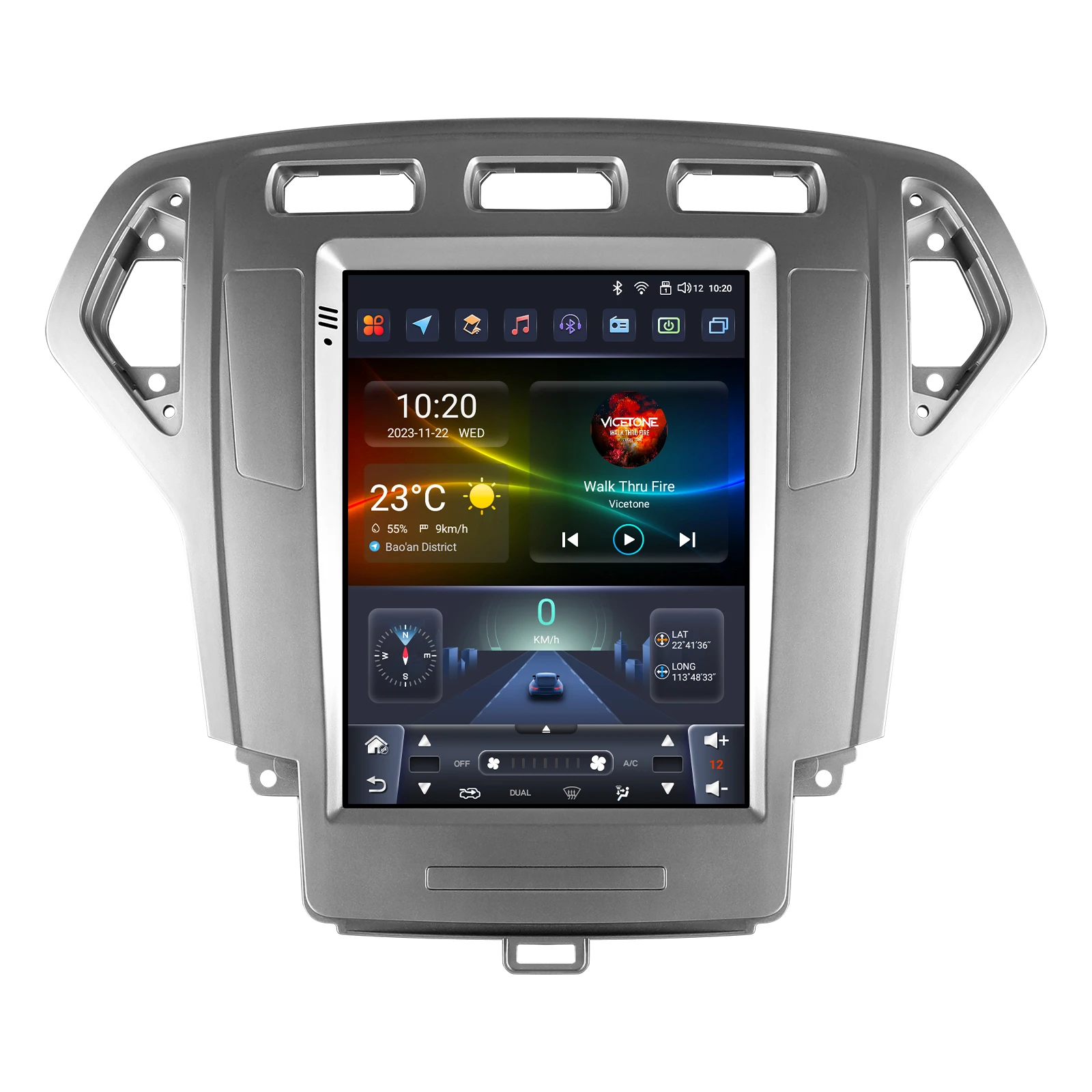 Hizpo Tesla-Style Autoradio für Ford Mondeo Mk4 Galaxy Auto A/C 2007 - 2010 9,7 Zoll Carplay Android Radio Navigation GPS Player 8-Kern DSP
