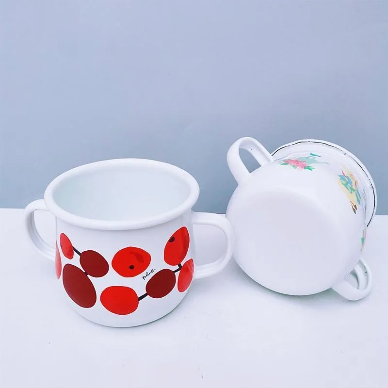 Kids Binaural Cups Double Handled Pottery Water Glasses Two Shanks Porcelain Milk Cup Kosher Ceramics Prayer Hand Washing Cup