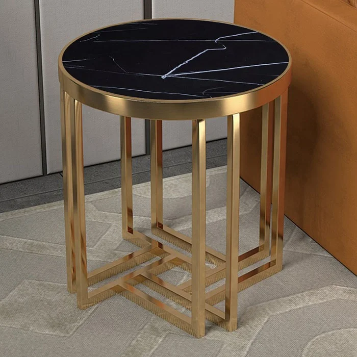 

Living Room Furniture Hotel Modern Luxury Round Marble Metal Sofa End Table Side