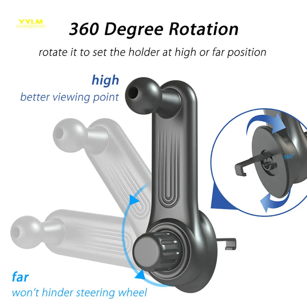 yylm Upgrade 17MM Ball Head Universal Car Air Vent Clip Mount for Car Phone Holder Stand Magnetic Gravity Mobile Phone Bracket