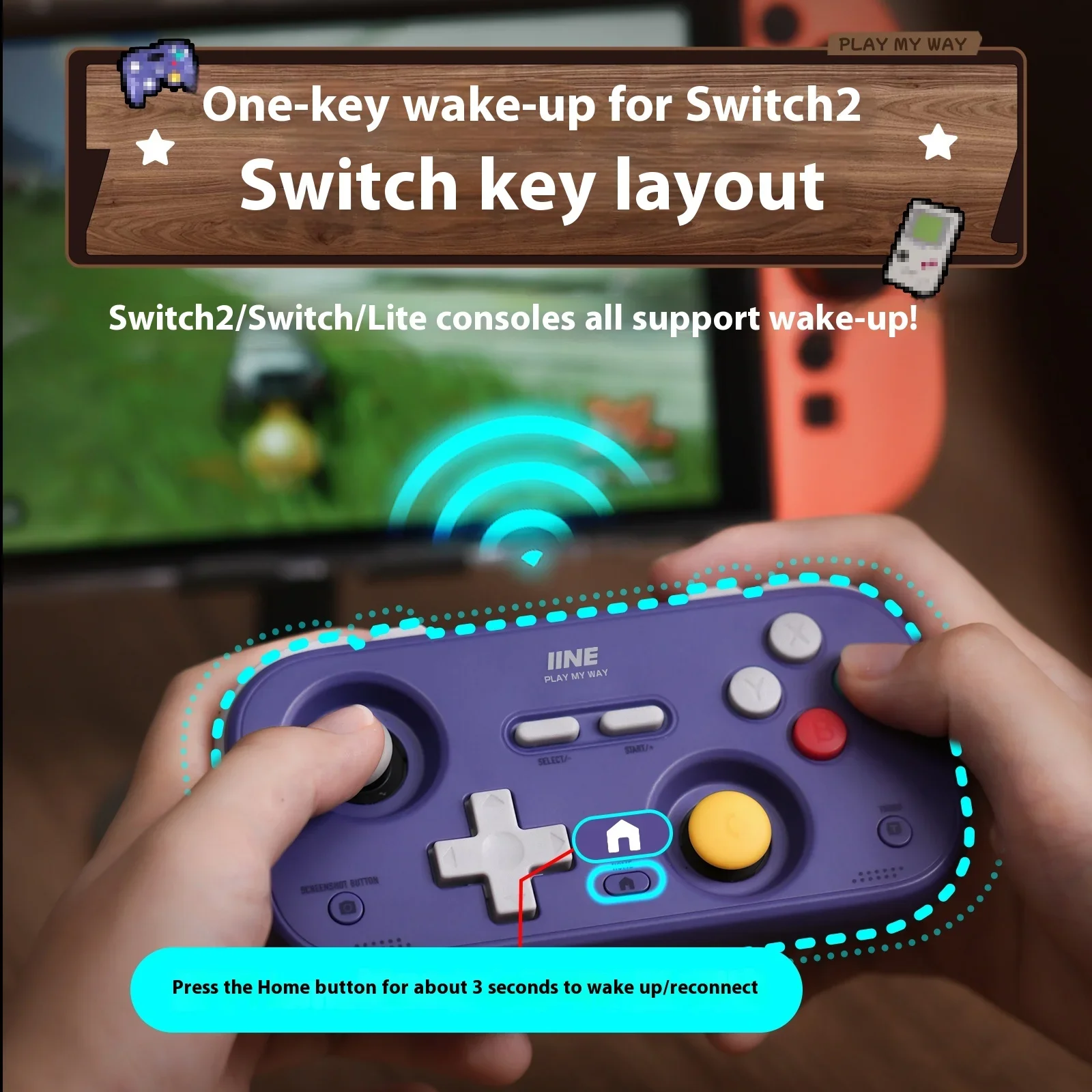 IINE Pocket Mini Controller Palm-Sized Gamepads 1000hz Hall Joystick Short Video Remote Control Suitable for NS2 Android