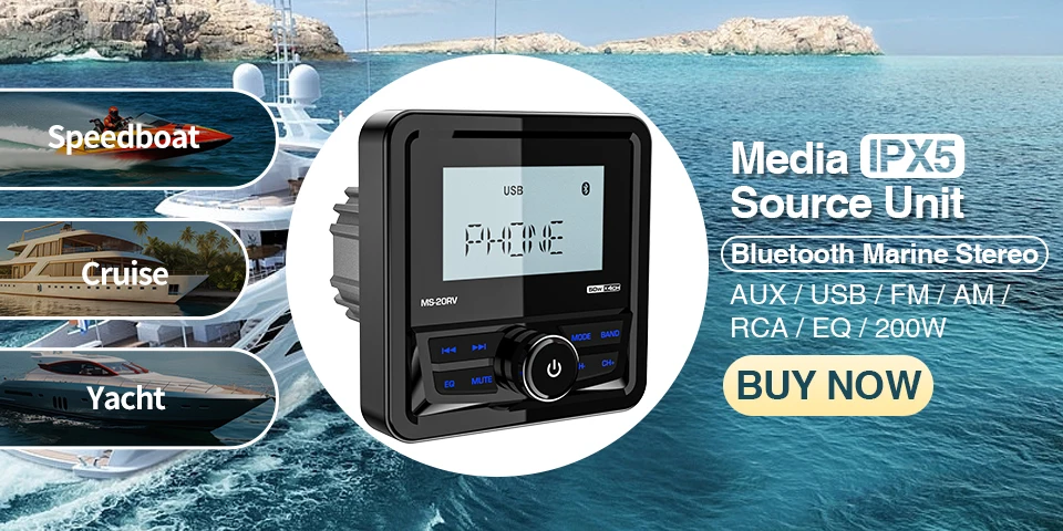 Bootsradio, Media-Player, Marine-Stereo, MP3, wasserdicht, Bluetooth-Audio, Radio, FM-AM-Empfänger, passend für Ernte, ATV, UTV, SPA, RZR – Detail 2