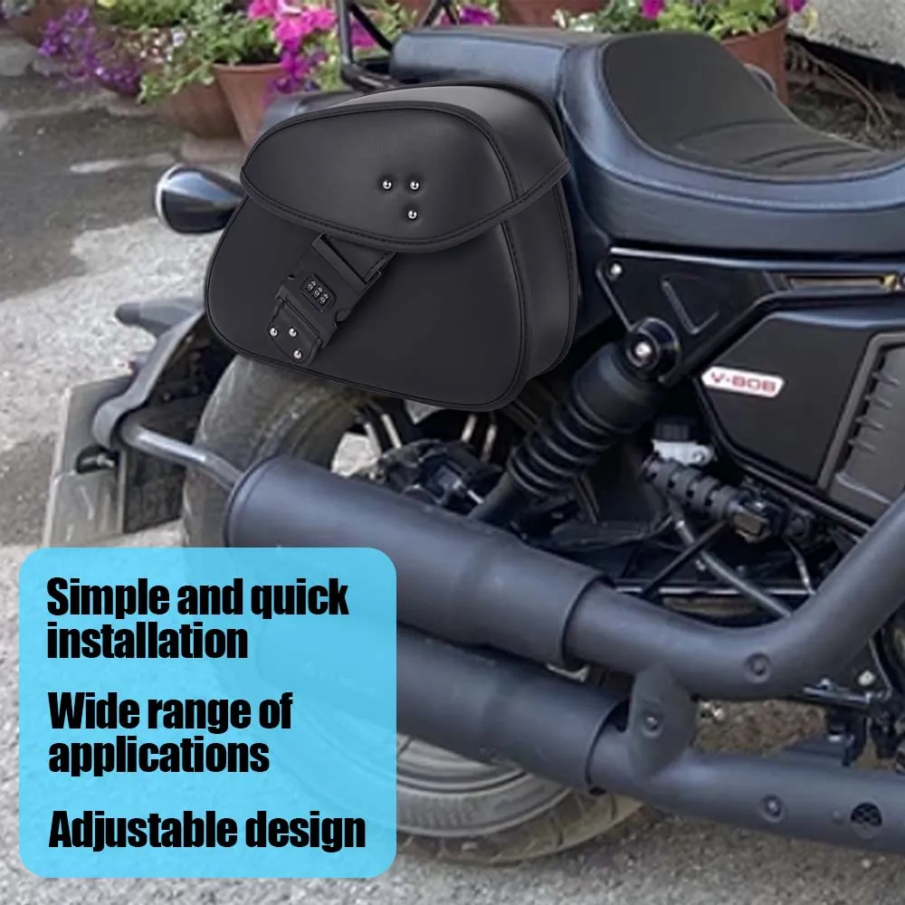 

PU Leather Motorcycle Saddlebags Waterproof Motorbike Side Saddle Bags Password Lock Universal for Harley Suzuki Kawasaki Yamaha