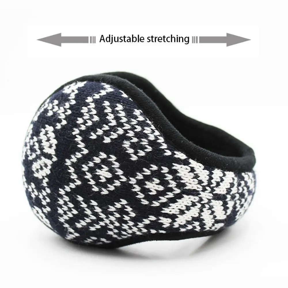 Cute Knitted Jacquard Plush Earmuffs Ear Cap Ethnic Style Winter Earmuffs Ear Warmers Keep Warmer Foldable Ear Cover Girl