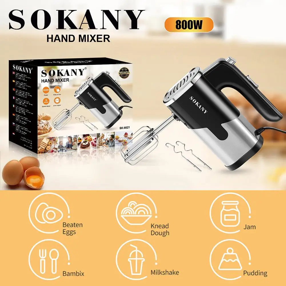 5 Speeds 800W Automatic Cream Baking Dough Mixer Portable Electric Food Blender