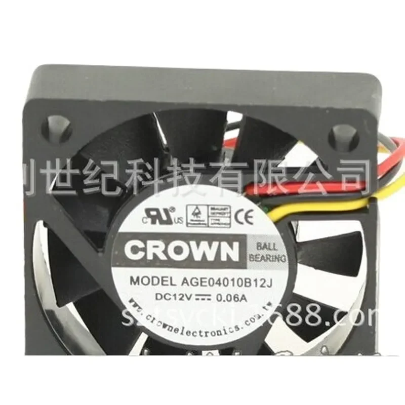 New CROWN AGE04010B12J DC 12V 0.06A 4cm Cooling Fan for Electronic Devices