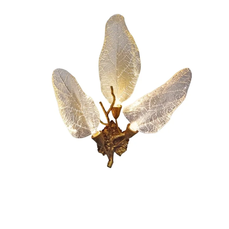 

French luxury retro European villa living room study bedside lamps simple light luxury all copper indoor wall lamp