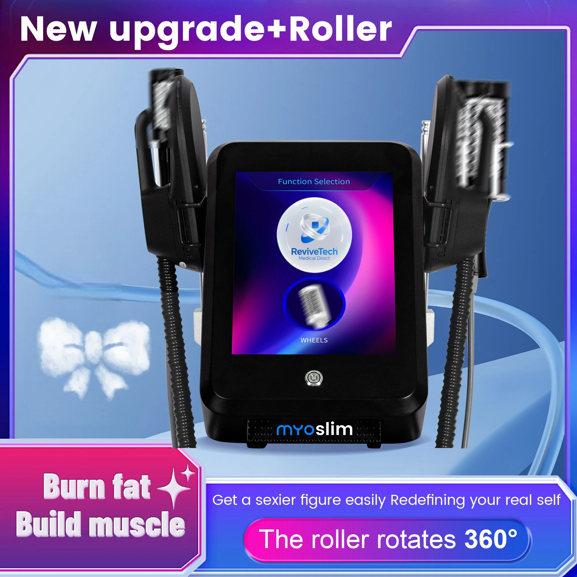

Myoslim Black 2IN1 Roller Slimming Cellulite Reduction Ball Roller High Power 200HZ Infrared Vacuum Roller Massage Beauty Machin