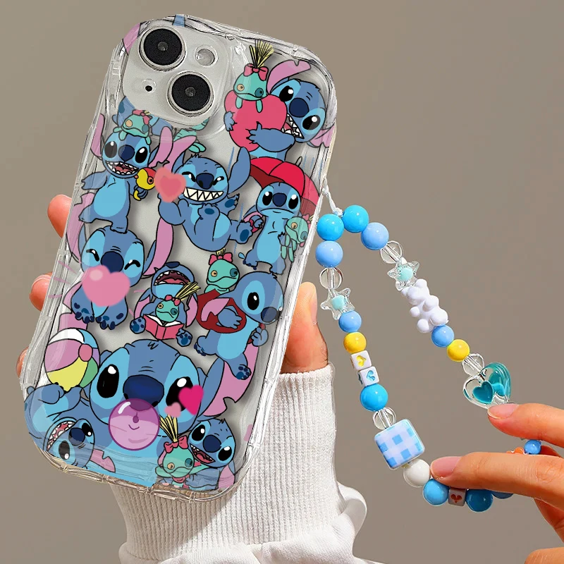 Stitch Disney Chain Case for Infinix Smart 7 8 Pro Hot 30i 40i 40 Pro Tecno Spark Go 2023 2024 20C 20 10 Pro 10C Phone Cover