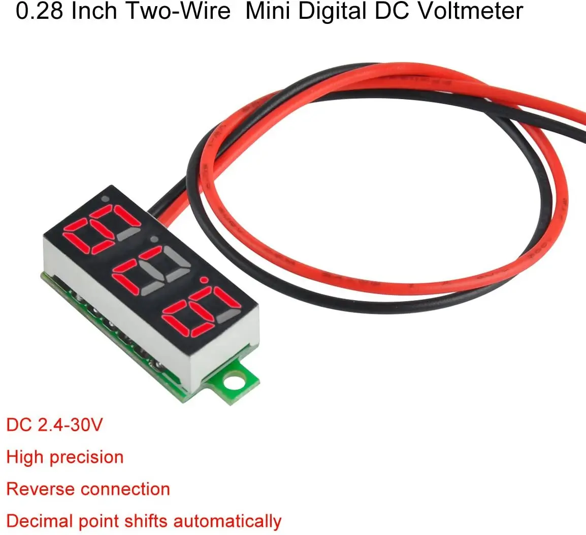 0 28-calowy woltomierz cyfrowy LED DC 0 100V Miernik napięcia Auto Samochodowy mobilny tester napięcia zasilania Detektor 12V Czerwony Zielony