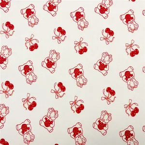 Basiscreme Erdbeerbären -Baumwollstoff für Kinder Kleidung, Heimtextil, Schlupf, Nähen, Quilten, DIY, Stickmaterial 12 Hauptverkaufs Erdbeerstoff - №6