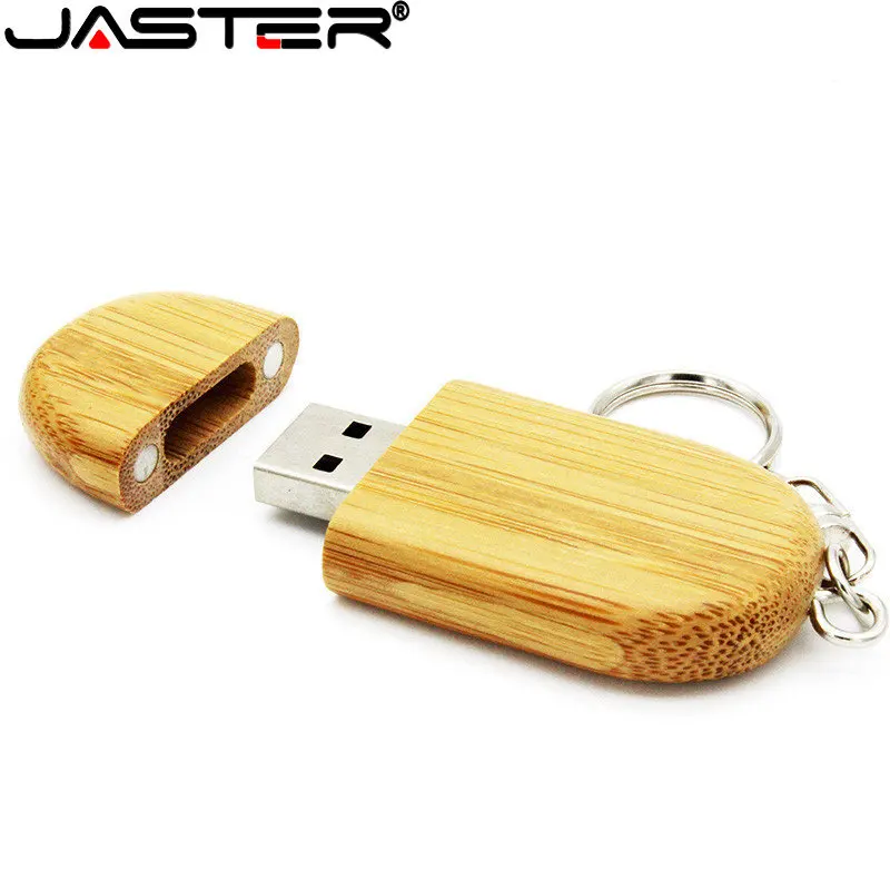 JASTER USB Flash Drive Drewniany / Bambusowy Pen Drive 2.0 z brelokiem do kluczy Pendrive 4GB 16GB 32GB 64GB 128GB U Disk (bez niestandardowego logo)