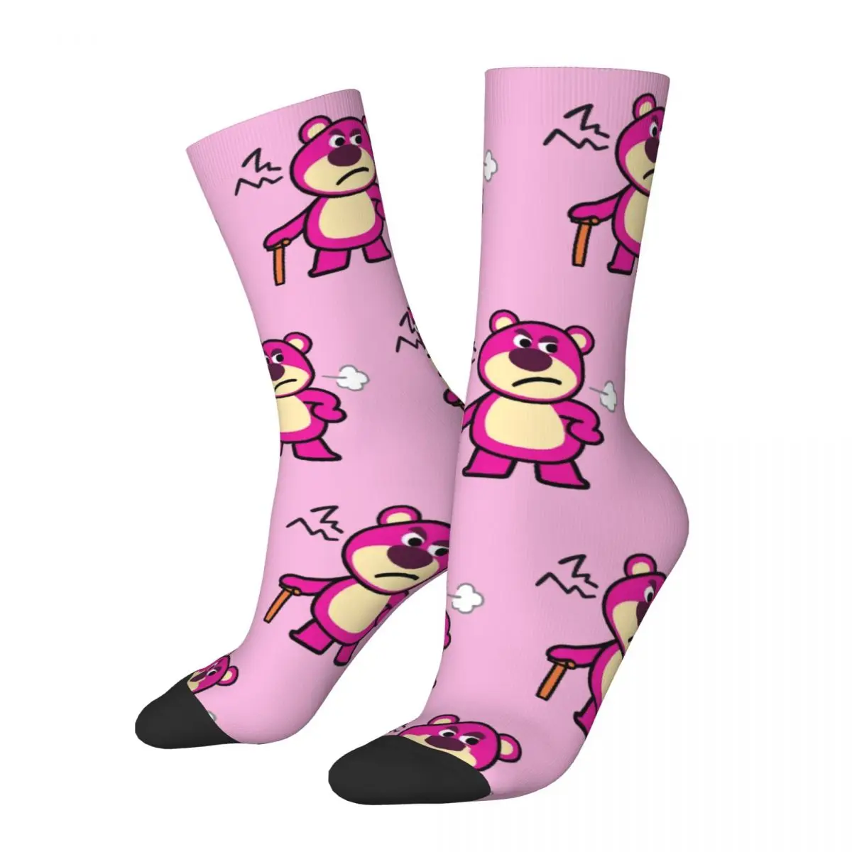 Funny Lotso Cartoon Design Theme Crew Socks Accessories for Men Women Cozy Printing Socks